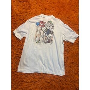 Vintage Crystal Springs Alley Cats Bowling Graphic Polo Shirt White XXL USA Made